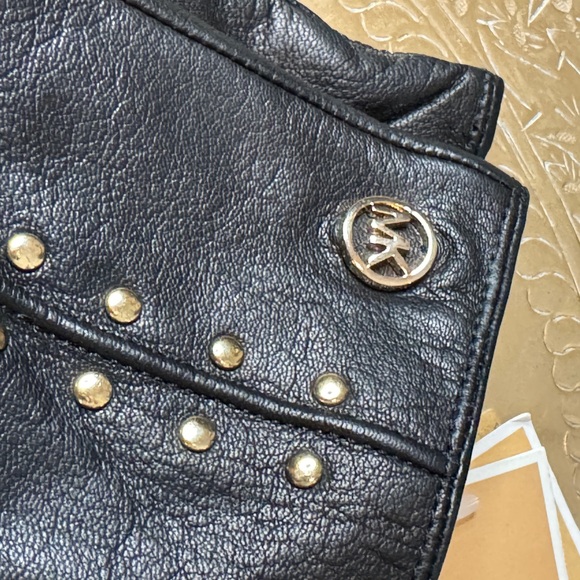 Michael Kors Black Studded Leather Gloves - Picture 8 of 9